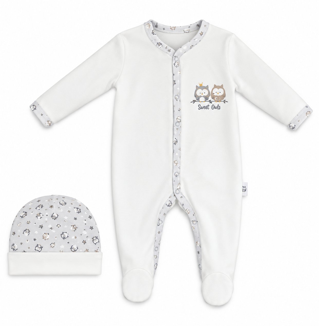 Baby Footed Romper & Hat Set