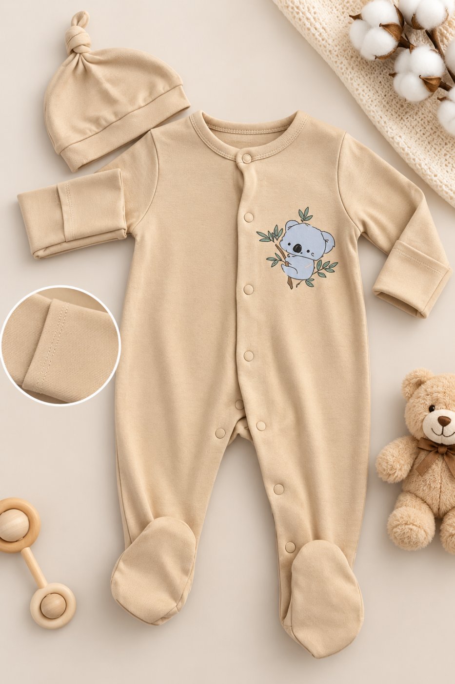 Baby Koala Footed Romper Set