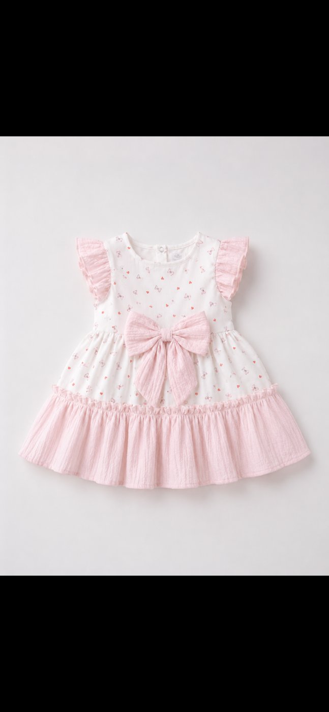 Girls’ Butterfly Print Dress with Statement Bow