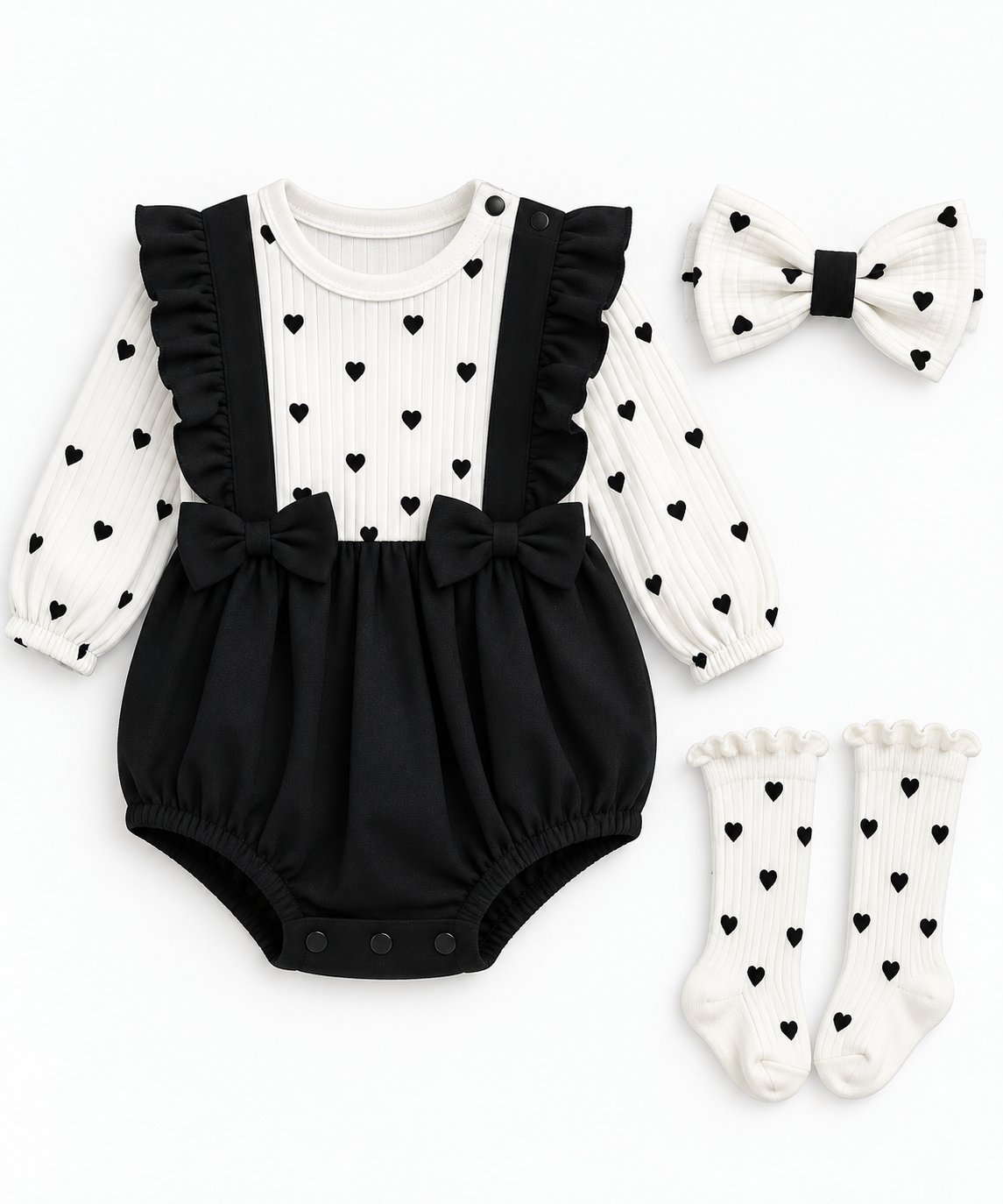 Baby Girls’ 3-Piece Black & White Set