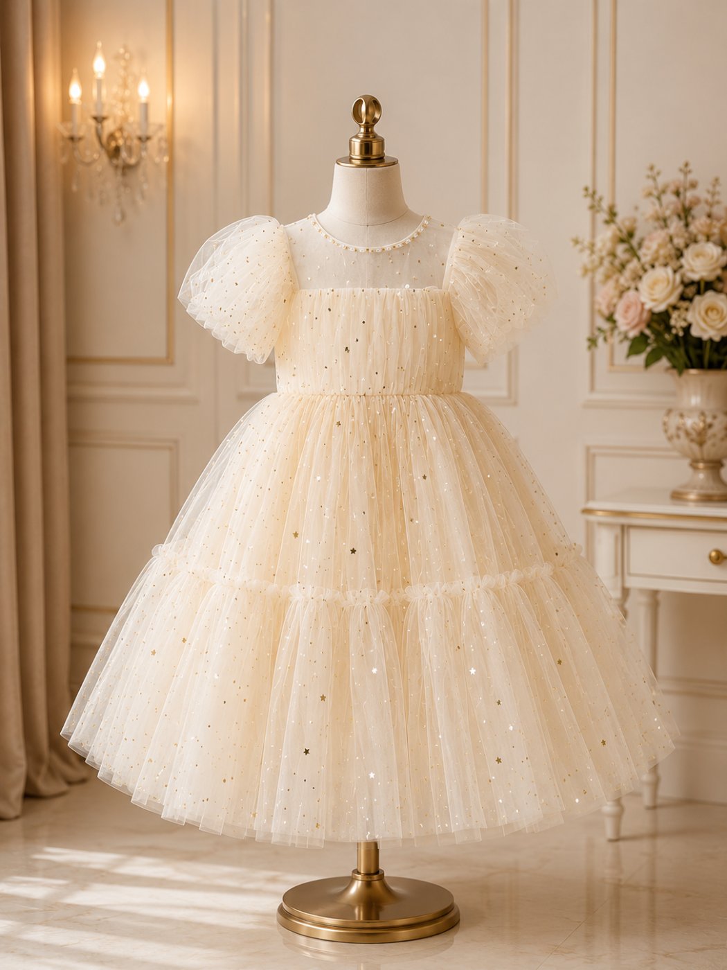 Elegant ivory girls’ dress